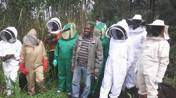 Members of the Nyabihu Beekeeping Cooperative Union. Image by Michel Nkurunziza via The New Times.